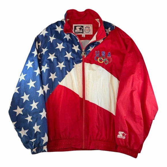 STARTER Other - Vintage Starter USA Olympics American Flag AOP Embroidered Windbreaker Size XL